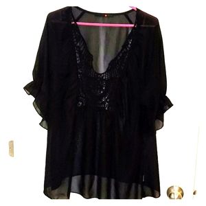 Adorable baggy chiffon sheer shirt
